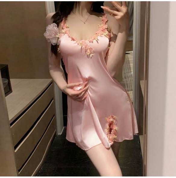 FEE ET MOI - Sexy Embroidered Slip Nightdress (Pink) FEE ET MOI - Sexy Embroidered Slip Nightdress (Pink)